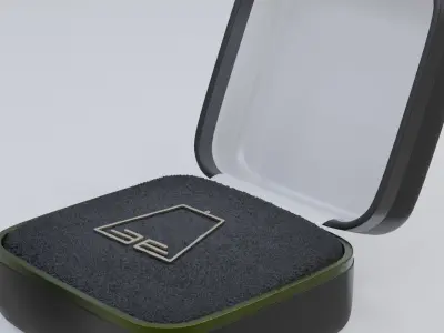 E Pendant earring box with logo 3D print model