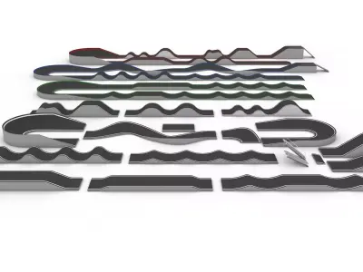 Pump track kit   and 3 pre-built tracks 3D model