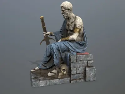 Man Statue Low-poly 3D model