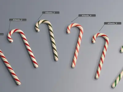 Christmas Candy Cane Low-poly 3D model