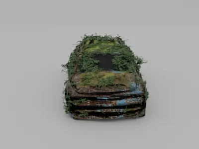 Damaged Rusty Car Low-poly 3D model
