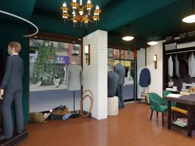 Kingsman-Tailored cloth shop Low-poly 3D model