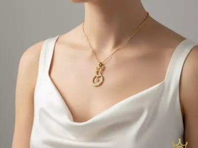 Golden Cat Moon and Star Pendant 3D print model