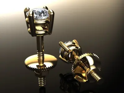 4-Prong Solitaire Earring 3MM 3D print model