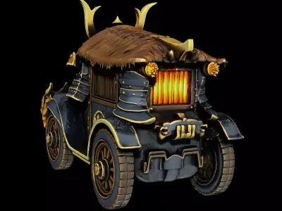 Samurai Fusion Oni Fire Heavy Armored Carriage Highpoly Game 3D print model