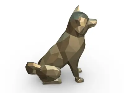 shiba inu low poly 3D print model