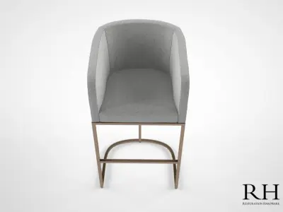 Restoration Hardware Emery Barrelback Fabric Stool 3D model