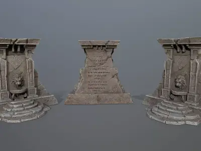 Lion fountain Low-poly 3D model