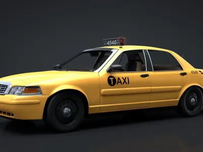 City Taxi Rigged C4D Low-poly 3D model