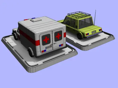 2 Cartoon Low Poly Cars - Set 02 Low-poly 3D model