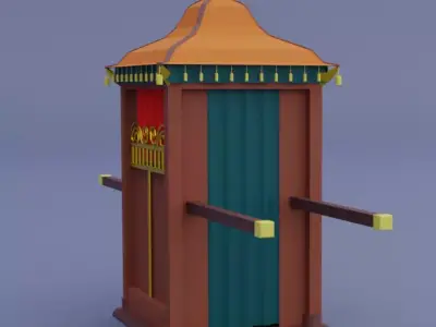 Ancient Chinese chariot Low-poly 3D model