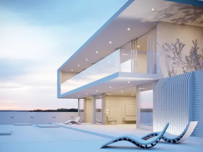 Corona - C4D Scene files - Modern Minimalist House Exterior 3D model