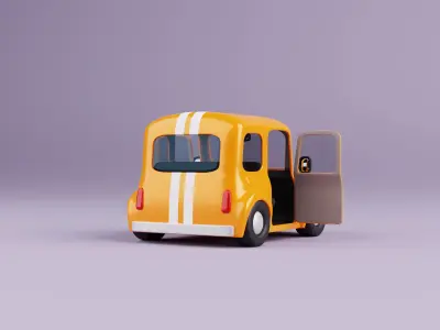 Stylized Cartoon City Car - Fully Rigged 3D model