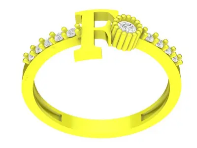 Luxury Letter F Diamond Ring 3D Jewelry Model 4367 3D print model