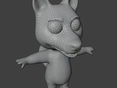 Cartoon Wolf Rigged 3D Model Low-poly 3D model