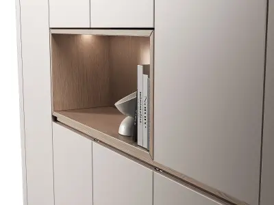 Modular Rounded Cabinet Furniture Minimal White Wardrobe kit 3D model