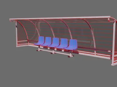 Football Soccer Reserve Bench Low-poly 3D model