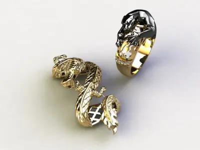 dragon bracelet with leather 3D print model