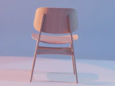 Light brown wooden chair Free 3D model