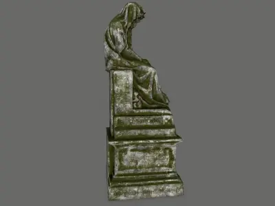 statue 1 gravestone Low-poly 3D model
