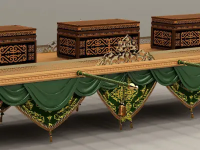 Palanquin 1 wooden cart with two boxes 3D model