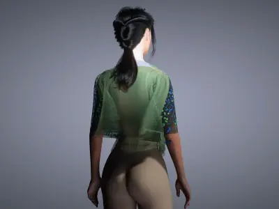 Realistic 3D Female Character  Natural Elegance Low-poly 3D model
