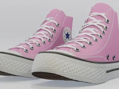 Basketball Leather Shoes Converse All Star Pink 3D model