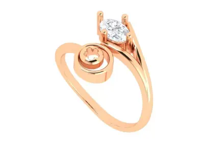 Light weight ring with ovel cut diamond soliter ring 3D print model