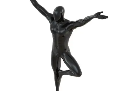 Male abstract mannequin stands in yoga pose 111 3D model