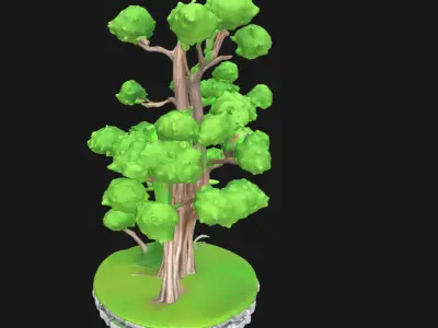Mystical Ancient Tree on Rocks Fantasy Decorative Low-poly 3D model