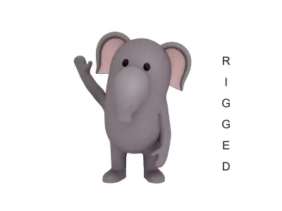 Rigged Cartoon Elephant 3D model