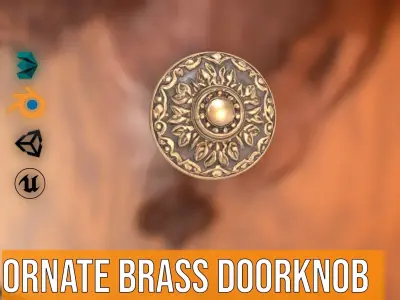 Ornate Brass Doorknob model pack Low-poly 3D model