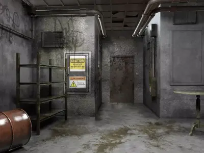 The old  Horror Room 4 Low-poly 3D model