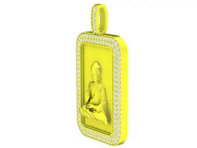 Luxury Buddha Pendant with Diamond Frame 3D Model 6011 3D print model