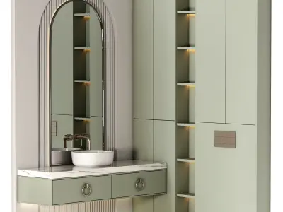 Bathroom furniture N028 in Neoclassic and Modern style Low-poly 3D model