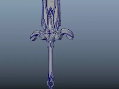 Royal Fantasy Sword 3D Model Stylized Game-Ready Weapon Asset Low-poly 3D model