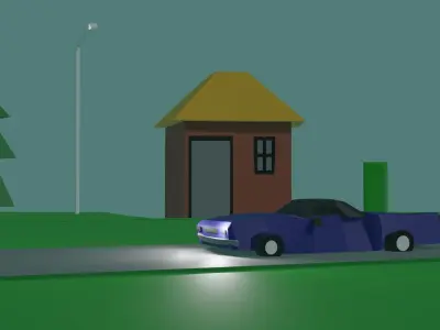 Around the block Low-poly 3D model