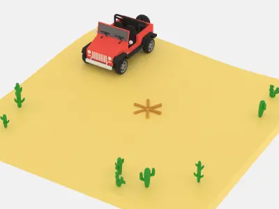 Cartoon Jeep Wrangler Low-poly 3D model