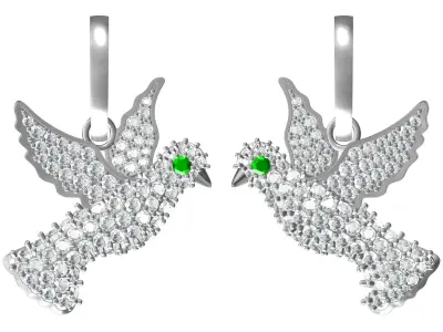 Dove Of Peace Bird Earring  3D print model