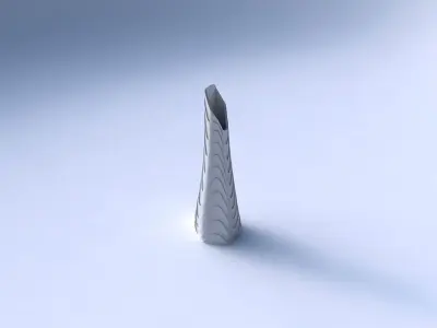 Vase top bent hexagon with horizontal wavy layers 3D print model
