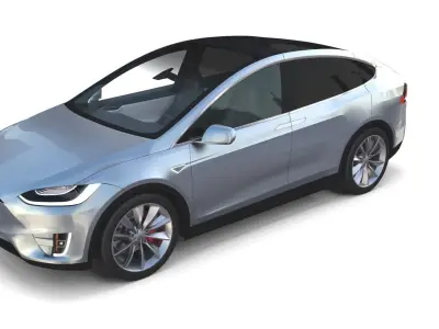 Tesla Model X Silver with interior and chassis 3D model