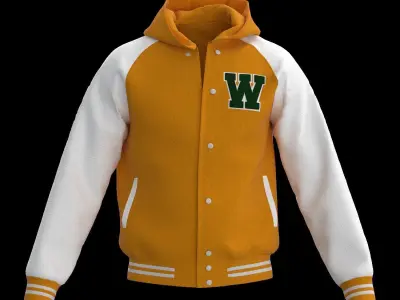 Male raglan varsity jacket 3D model