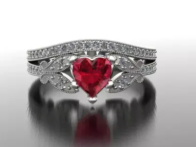 Heart ring 3D print model 5