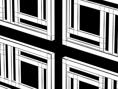 Wood Arabic Islamic pattern decorative grill screen 3D model