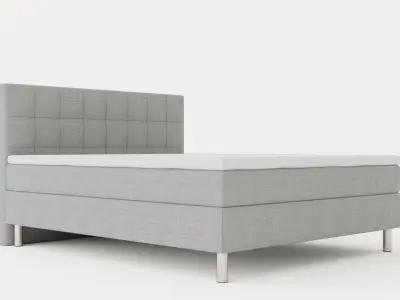 George Complete Bed Package 160cm Quilted Headboard Lightgr Low-poly 3D model