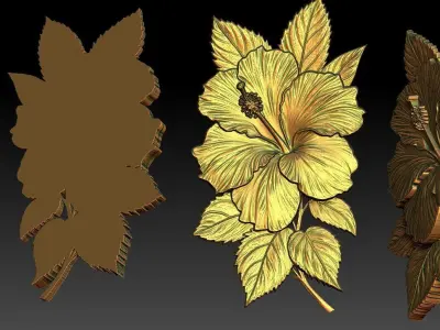 1 Hibiscus CNC Relief Model 3D print model