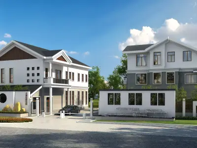 3D model of 2022 luxury fashion villa exterior 10 3D model