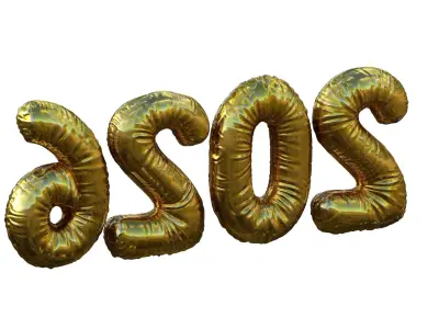 2026 Inflated Balloon Numbers 3D Model  High-Resolution PBR 3D model