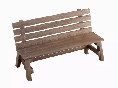 Wooden Outdoor Bench 01 3D model