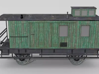 Old Bavarian baggage car Low-poly 3D model